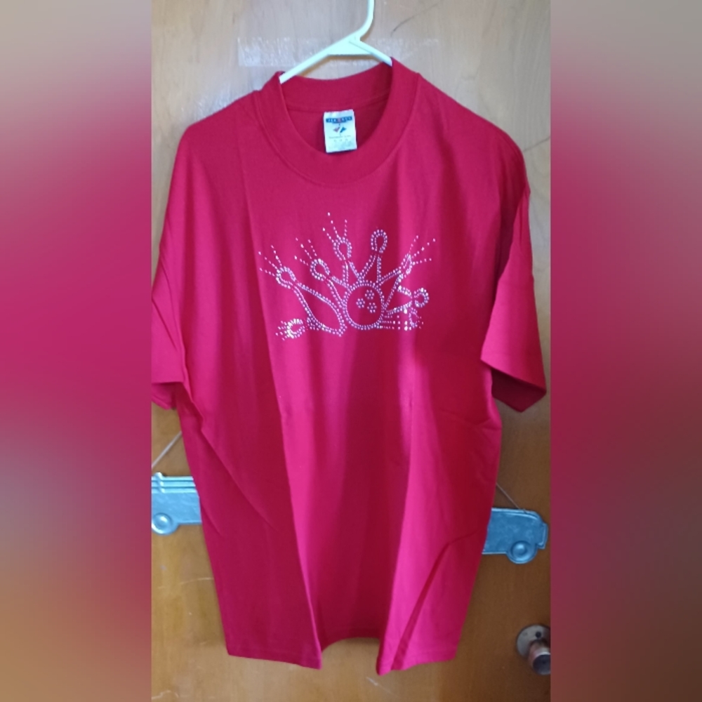 Women's rhinestone T-shirt bowling theme sz med, New